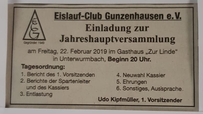 Jahreshauptversammlung am 22.02.2019